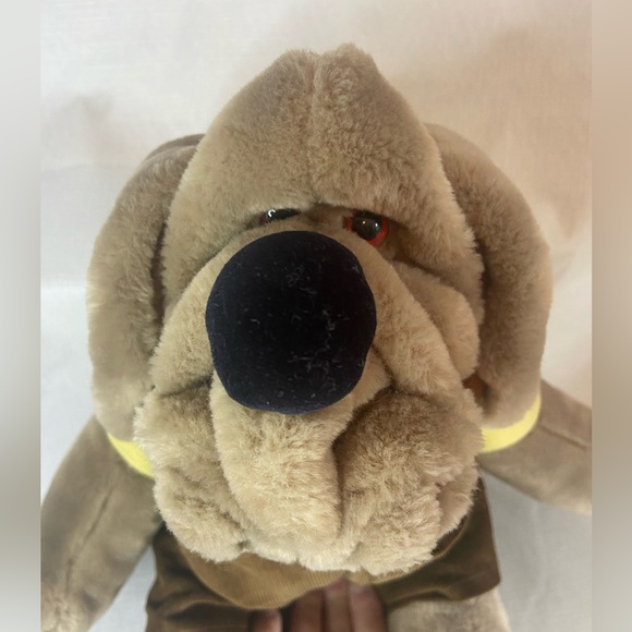 WRINKLES Dog Hand Puppet Plush Ganz Bros Brown 16” Shirt/Overalls Vintage 1981 - Picture 2 of 14